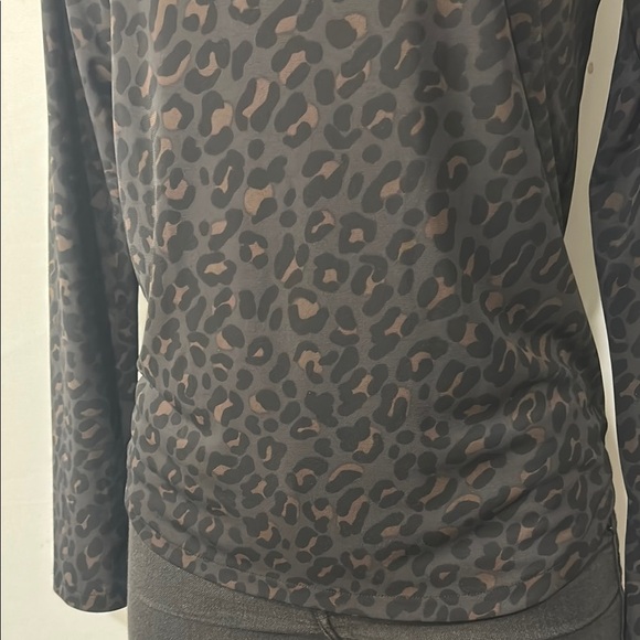 Ann Taylor Women’s Dark Brown Cheetah Print Long Sleeve Blouse Size Medium - Picture 3 of 10